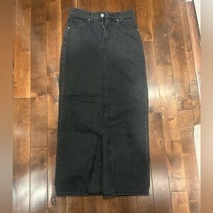 MANGO black denim maxi skirt